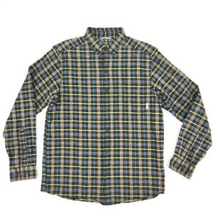Columbia Flannel Shirt Size Small Green Plaid Earthy Grunge Omni Wick Outdoors